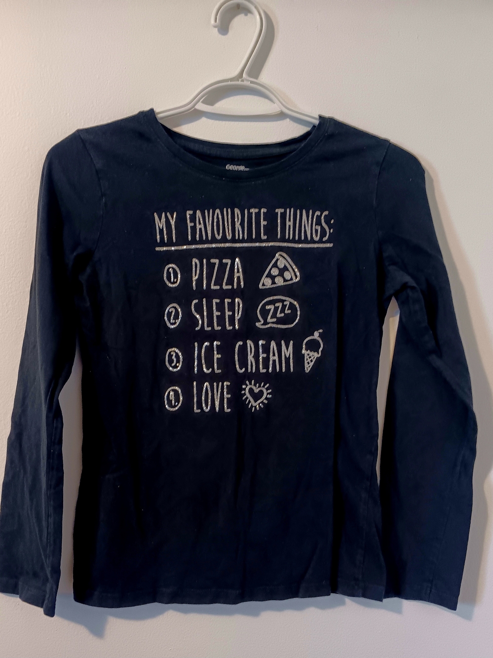 4 For 20$ George Navy Long-Sleeve Tee with White 'My Favourite Things' Graphic